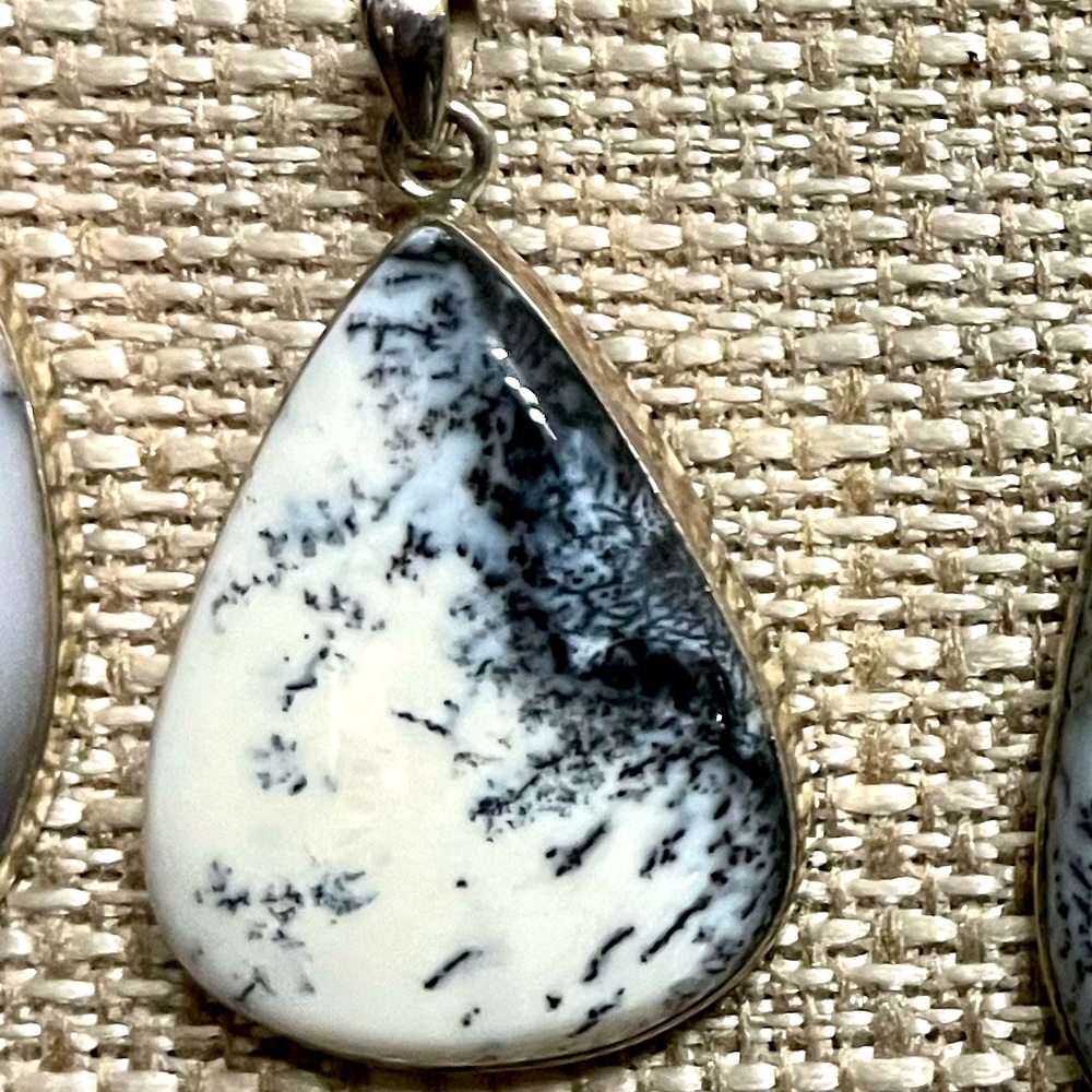 Dendritic Agate & Sterling Silver Pendant.